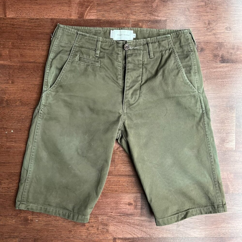 Wings + Horns Olive Green Flat Front Men’s Shorts